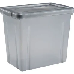 Gifi Rangement|Boîte de rangement en plastique gris fumée 8,8L