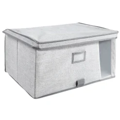 Gifi Rangement|Boîte de rangement grise repliable avec fenêtre