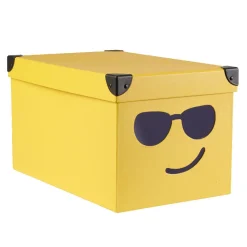Gifi Rangement|Boîte de rangement jaune design Smiley