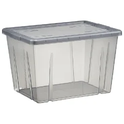 Gifi Rangement|Boîte de rangement noir transparent avec couvercle 18,8L