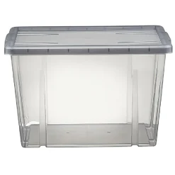 Gifi Rangement|Boîte de rangement noir transparent avec couvercle 18,8L