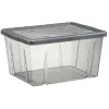 Gifi Rangement|Boîte de rangement noir transparent avec couvercle 30L