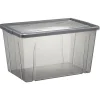 Gifi Rangement|Boîte de rangement noir transparent avec couvercle 54L