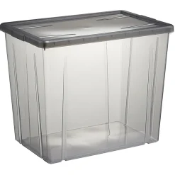 Gifi Rangement|Boîte de rangement noir transparent avec couvercle 82L