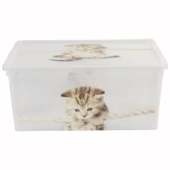 Gifi Rangement|Boîte de rangement plastique 10 L design chat ou chiots