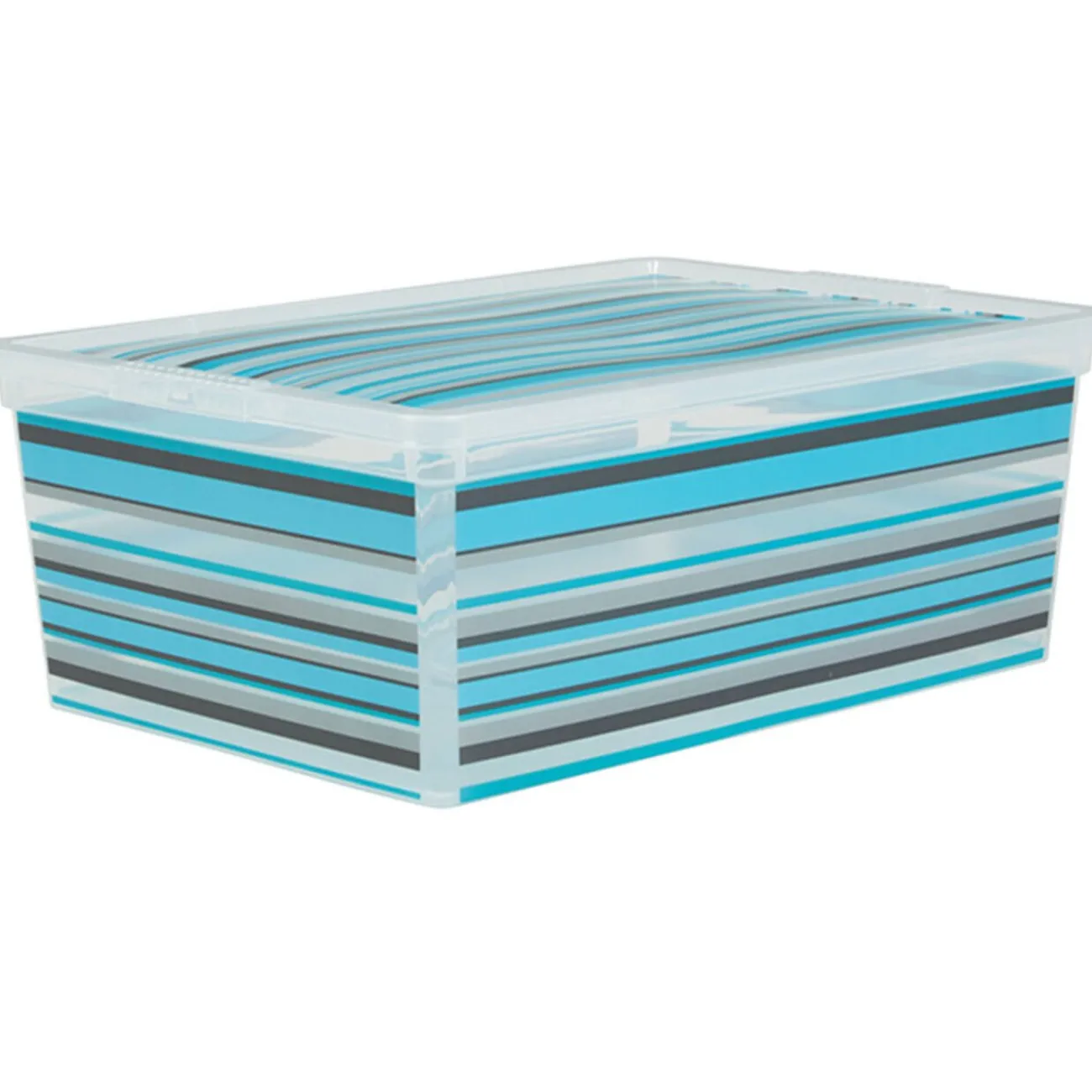 Gifi Rangement|Boîte de rangement plastique 10 L design bayadère