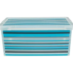 Gifi Rangement|Boîte de rangement plastique 18 L design bayadère