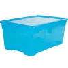 Gifi Rangement|Boîte de rangement plastique bleu 45 L