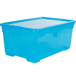 Gifi Rangement|Boîte de rangement plastique bleu 45 L