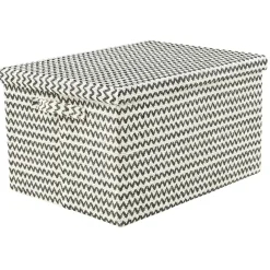 Gifi Entretien Du Linge|Boîte de rangement rectangulaire décor zig zag noir blanc
