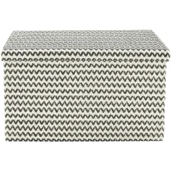 Gifi Entretien Du Linge|Boîte de rangement rectangulaire décor zig zag noir blanc