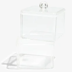 Gifi Aménagement Salle De Bain^Boîte de rangement salle de bain 2 compartiments 9,3x9,3xH15,5cm