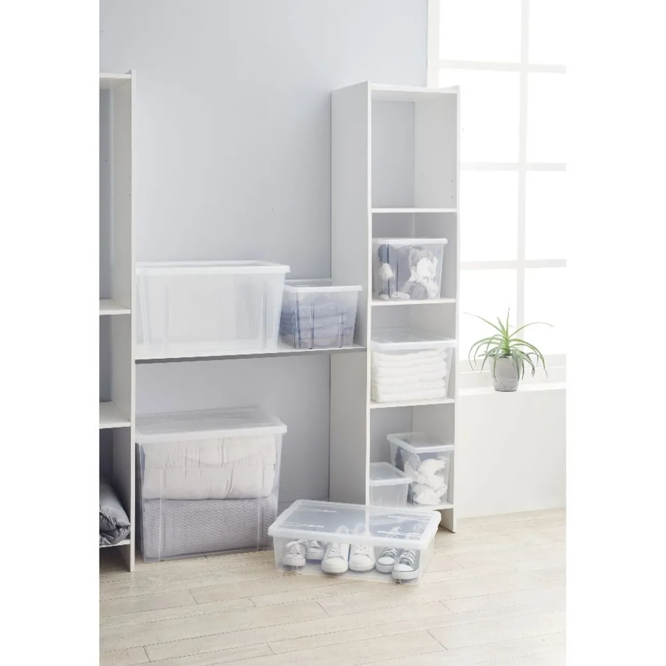 Gifi Rangement|Boîte de rangement transparente avec couvercle 4,4L