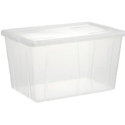 Gifi Rangement|Boîte de rangement transparente avec couvercle 54L