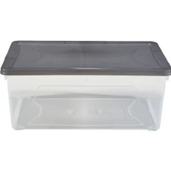 Gifi Entretien Du Linge|Boîte de rangement transparente couvercle gris 10 L x6