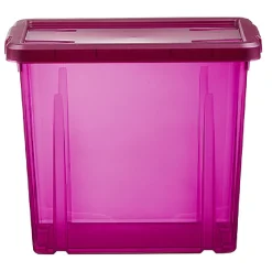 Gifi Rangement|Boîte de rangement violet transparent avec couvercle 8,8L