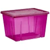 Gifi Rangement|Boîte de rangement violet transparent avec couvercle 18,8L