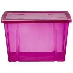 Gifi Rangement|Boîte de rangement violet transparent avec couvercle 18,8L