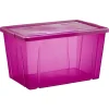 Gifi Rangement|Boîte de rangement violet transparent avec couvercle 54L