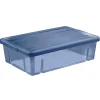 Gifi Rangement|Boîte dessous de lit en plastique bleu 28L
