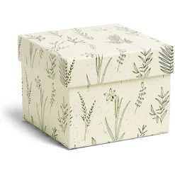 Gifi Rangement|Boîte en carton motif végétal 13x13xH10cm