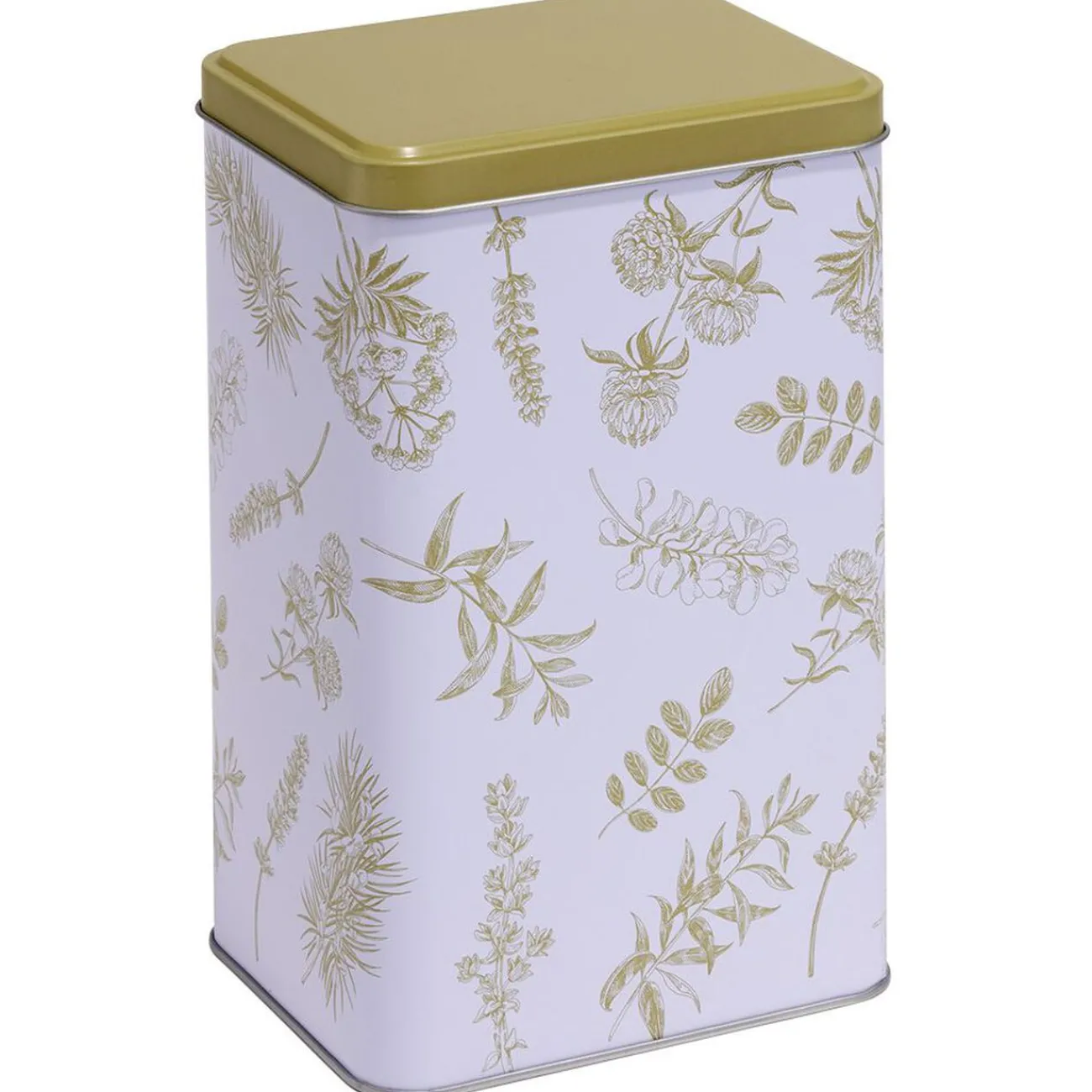 Gifi Boîte en métal imprimé feuillage 13x10xH20cm