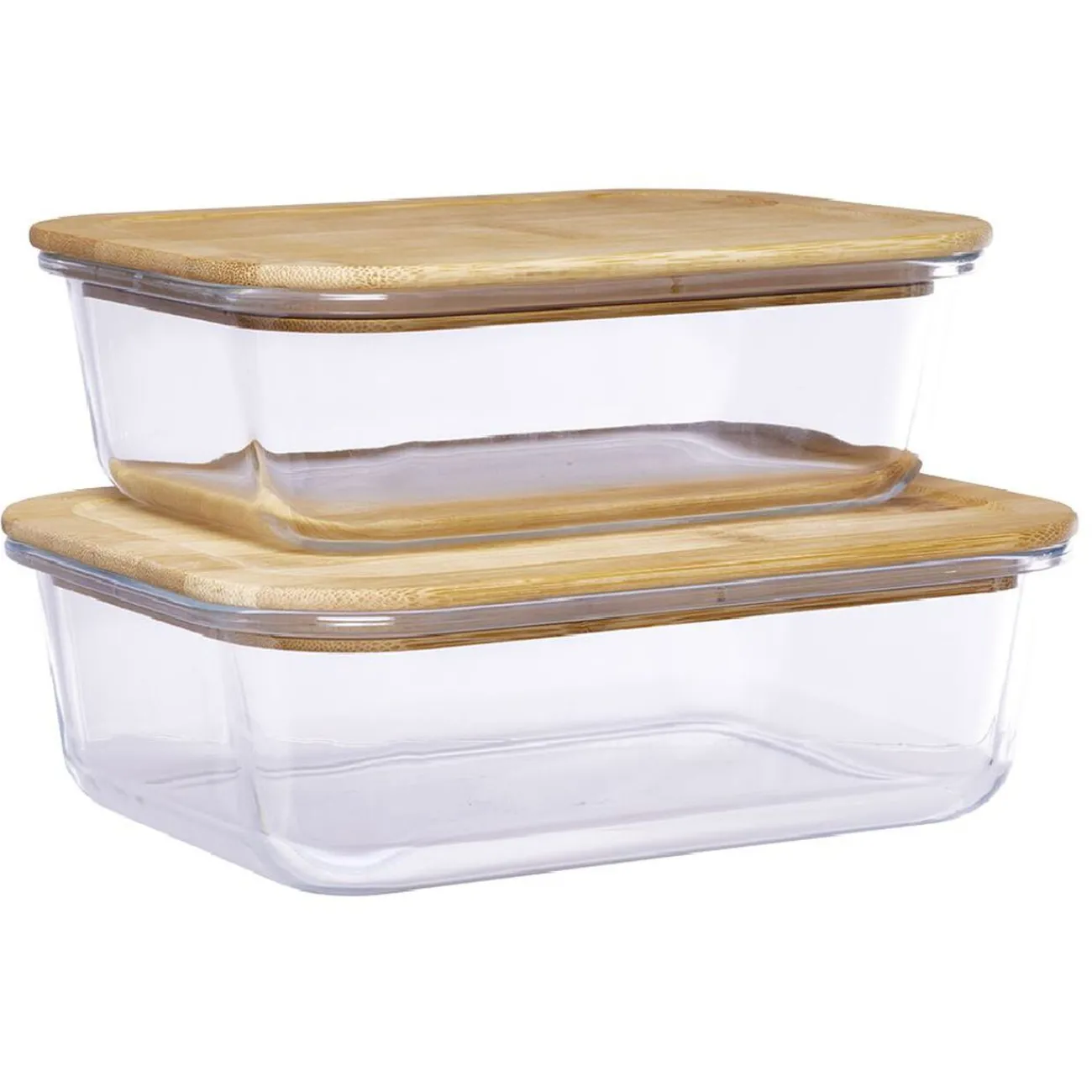 Gifi Boîte en verre avec couvercle bambou x2