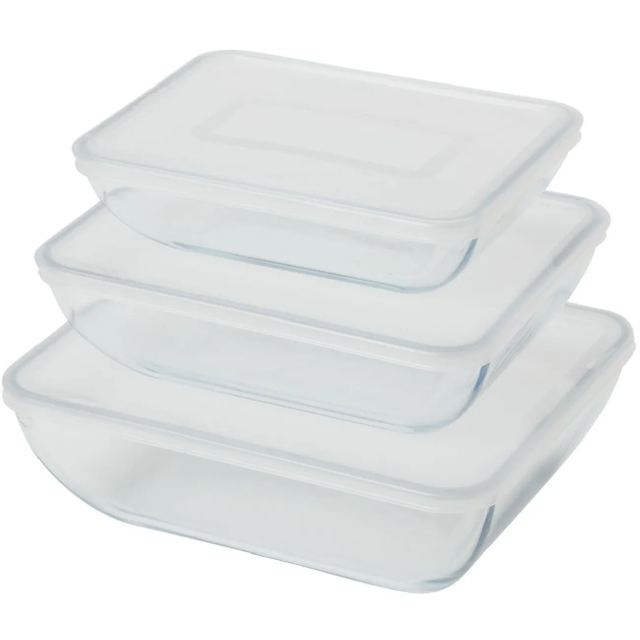 Gifi Boîte en verre avec couvercle plastique x3