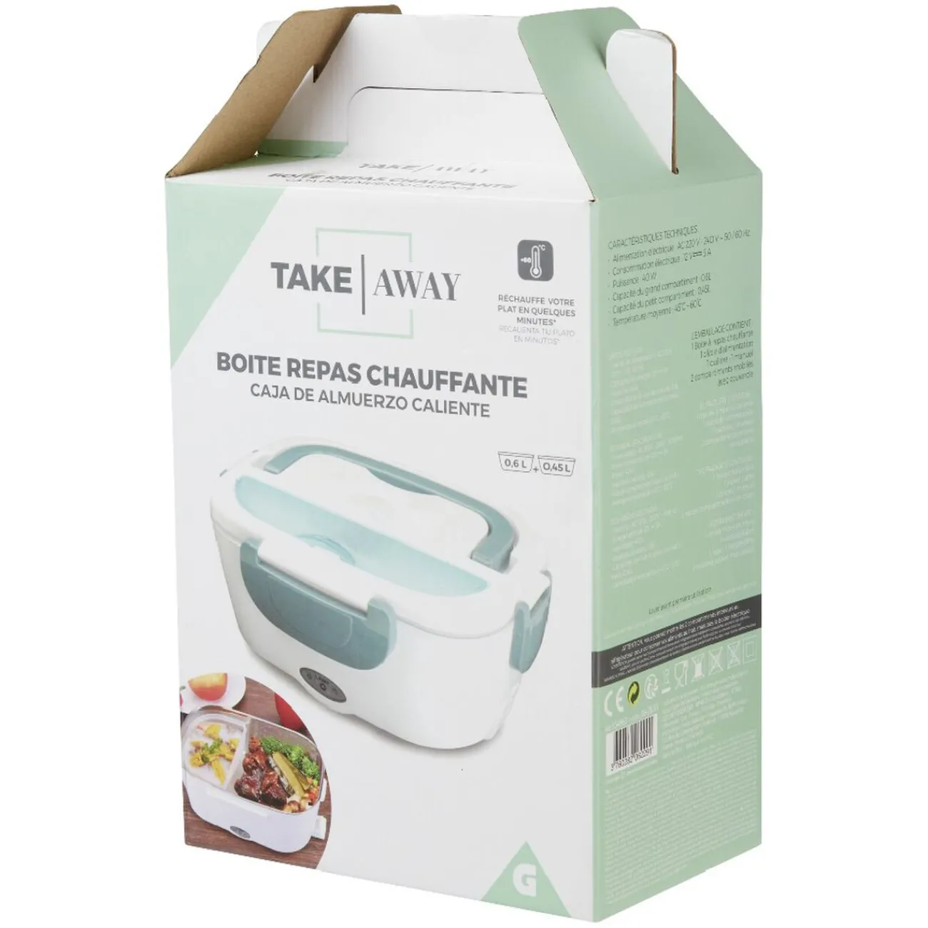 Gifi Boîte lunch chauffante 2 compartiments 1 cuillère