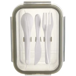 Gifi Boîte Lunchbox en verre avec couverts en plastique 1,2L