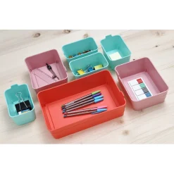 Gifi Rangement|Boîte organiseur tiroir flex rose et vert x7