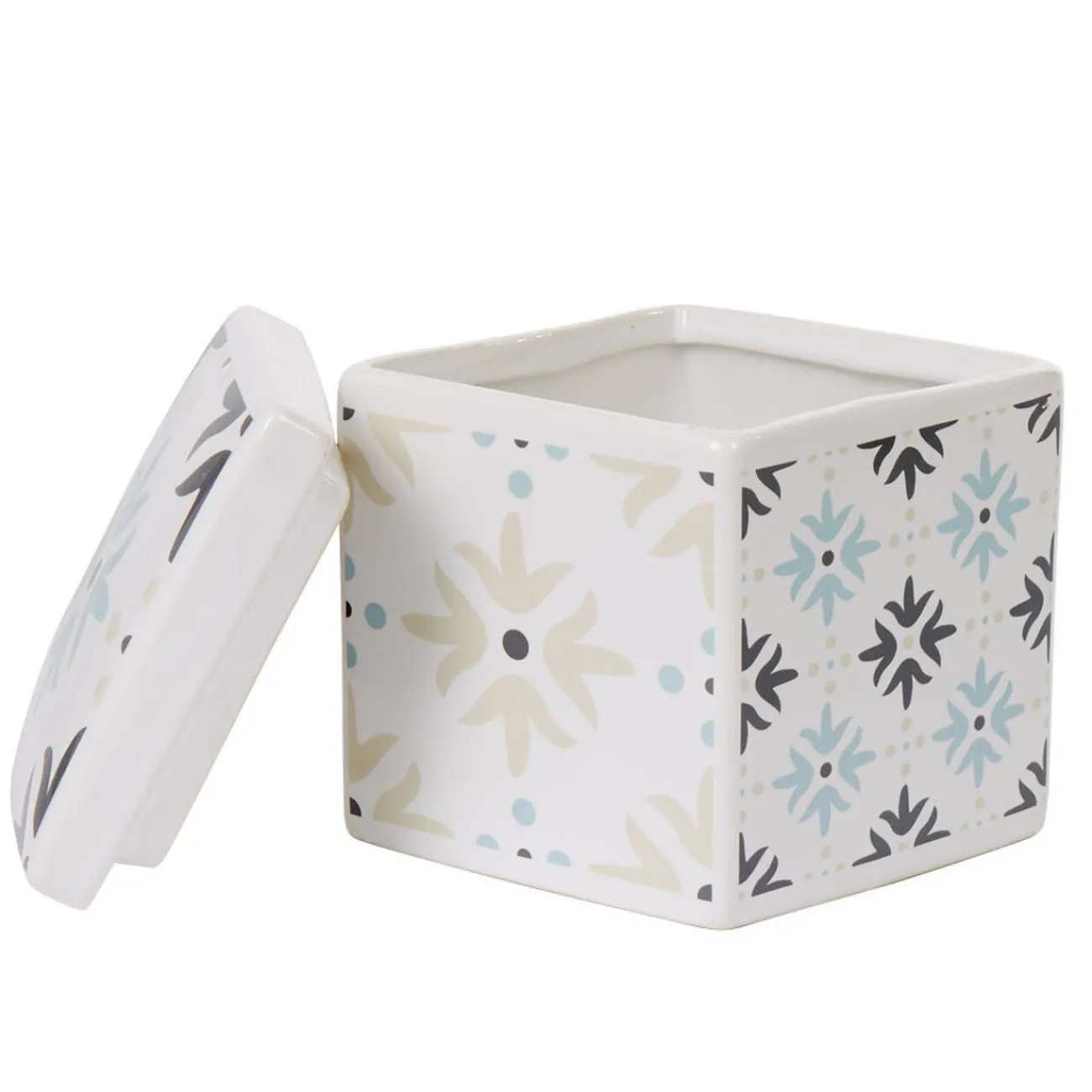 Gifi Nettoyage Et Entretien|Boîte poubelle à coton blanche carreau de ciment