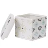 Gifi Nettoyage Et Entretien|Boîte poubelle à coton blanche motif carreau de ciment