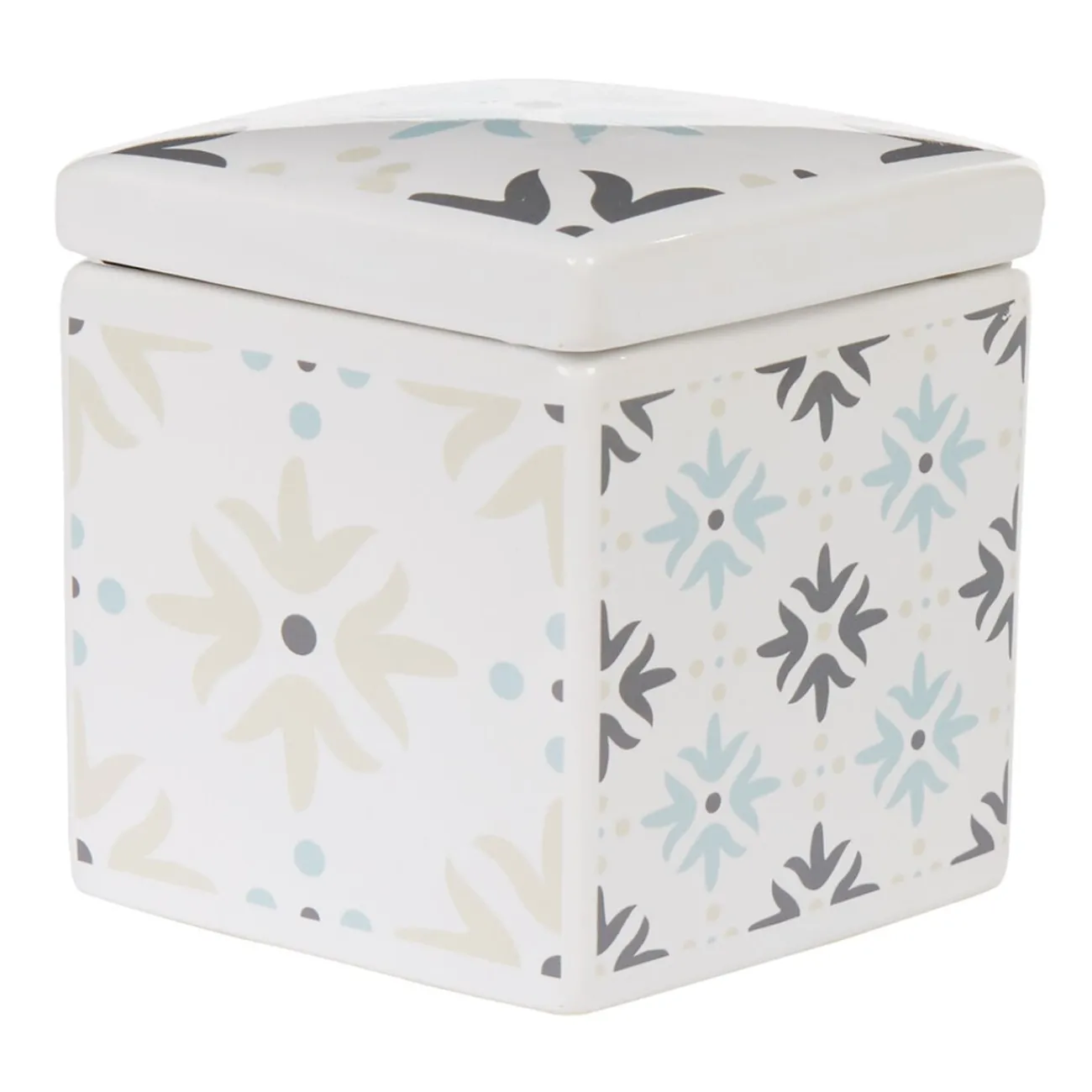 Gifi Nettoyage Et Entretien|Boîte poubelle à coton blanche motif carreau de ciment