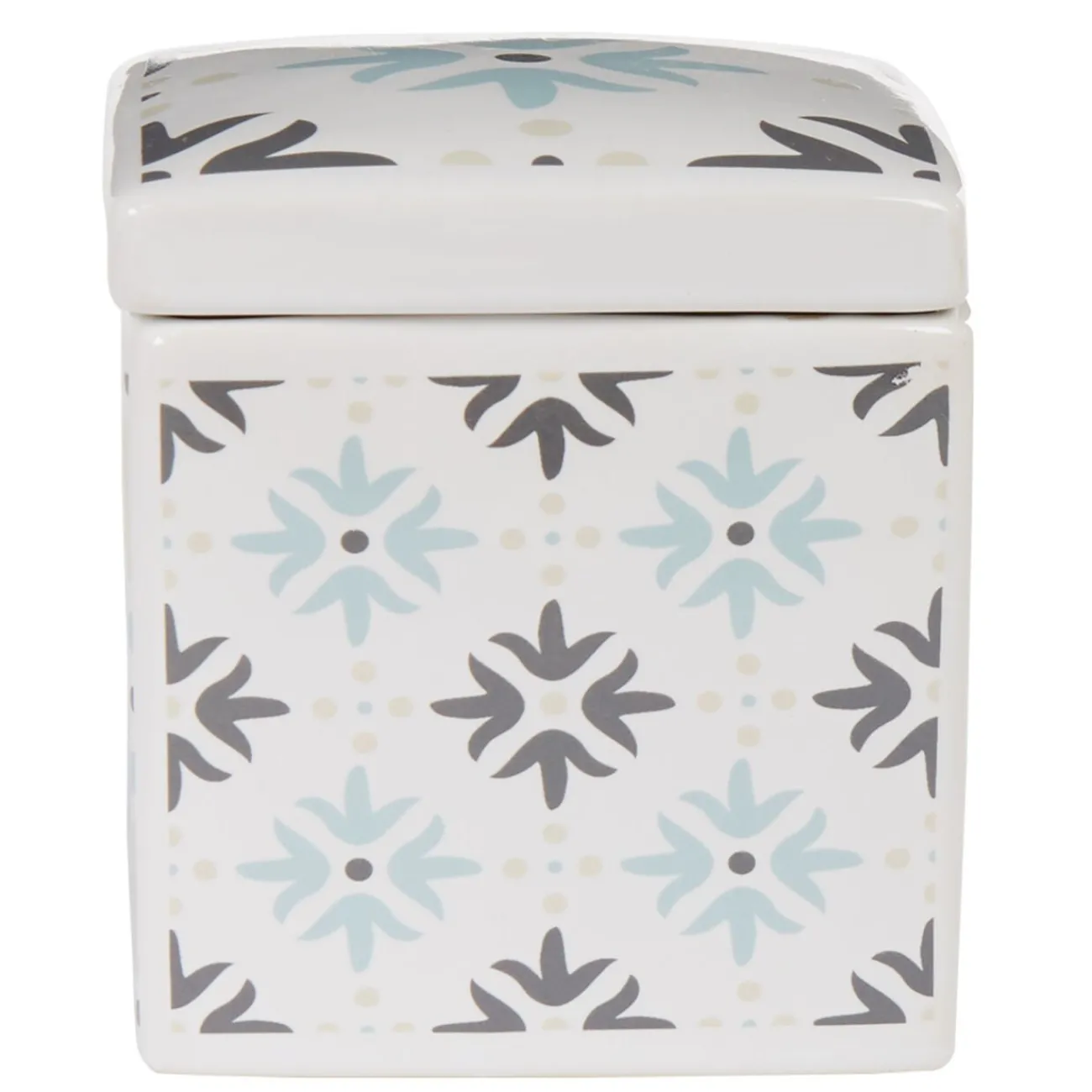 Gifi Nettoyage Et Entretien|Boîte poubelle à coton blanche motif carreau de ciment