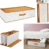 Gifi Rangement|Boîte rangement dessous de lit tissu terrazzo blanc orange 70x40xH18cm