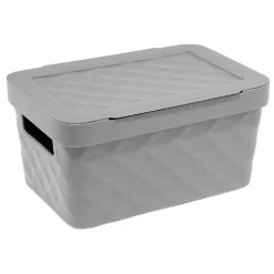 Gifi Entretien Du Linge|Boîte rangement en plastique gris design relief 4,5L
