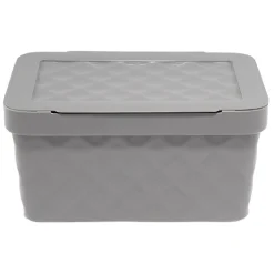 Gifi Entretien Du Linge|Boîte rangement en plastique gris design relief 4,5L