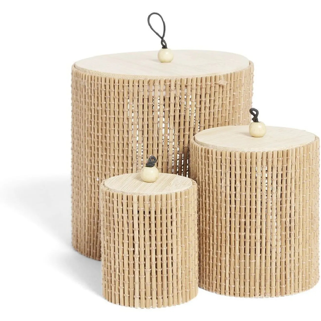 Gifi Rangement|Boîte rangement ronde en bambou x3