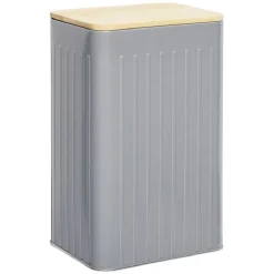 Gifi Boîte rectangulaire métal embossée couvercle bambou 12,8x10xH20,5cm