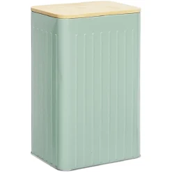 Gifi Boîte rectangulaire métal embossée couvercle bambou 12,8x10xH20,5cm