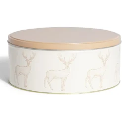 Gifi Boîte ronde en métal Ø22cm motif cerf beige et orange