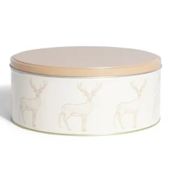 Gifi Boîte ronde en métal Ø22cm motif cerf beige et orange