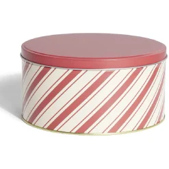 Gifi Boîte ronde en métal Ø16,7cm motif rayures beige et rouge