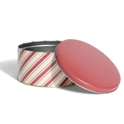 Gifi Boîte ronde en métal Ø16,7cm motif rayures beige et rouge