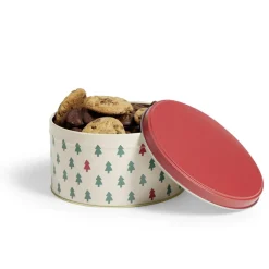 Gifi Boîte ronde en métal Ø13,5cm motif sapin vert et rouge
