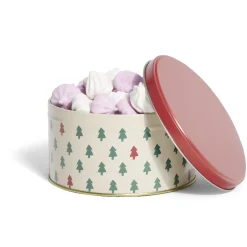 Gifi Boîte ronde en métal Ø13,5cm motif sapin vert et rouge
