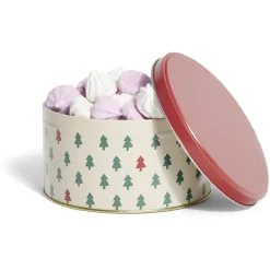 Gifi Boîte ronde en métal Ø13,5cm motif sapin vert et rouge