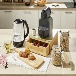 Gifi Boîte tiroir à dosettes en bambou et verre