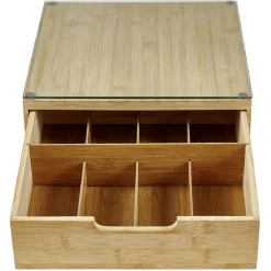 Gifi Boîte tiroir à dosettes en bambou et verre